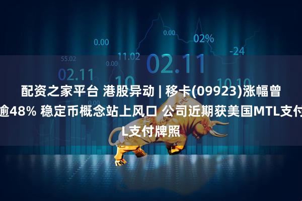 配资之家平台 港股异动 | 移卡(09923)涨幅曾扩大逾48% 稳定币概念站上风口 公司近期获美国MTL支付牌照
